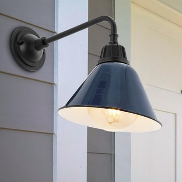 Croydon 9.63"  Farmhouse Industrial Indoor/Outdoor Iron LED Gooseneck Arm Outdoor Sconce - JONATHAN Y